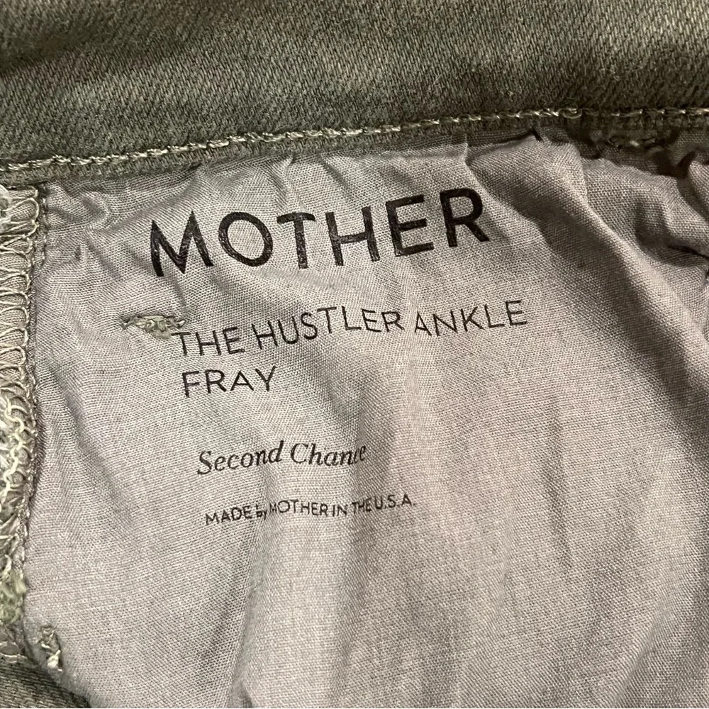 MOTHER‎ Women’s The Hustler Ankle Fray Olive Green 25 High-Rise Raw Hem Flare